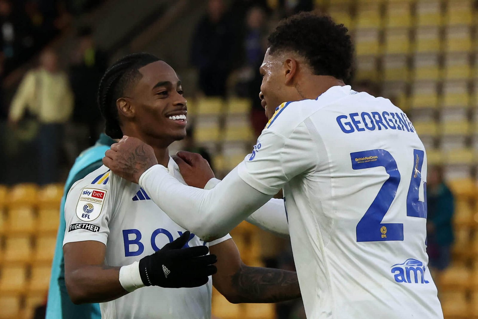 Georginio Rutter (right) and Leeds United's Crysencio Summerville